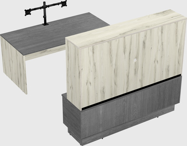 Parallel desk with low credenza