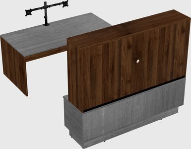 Parallel desk with low credenza