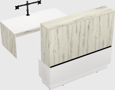 Parallel desk with low credenza