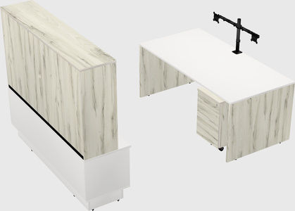 Parallel desk with low credenza