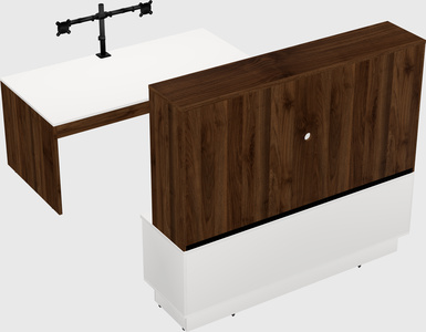 Parallel desk with low credenza