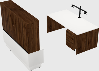 Parallel desk with low credenza