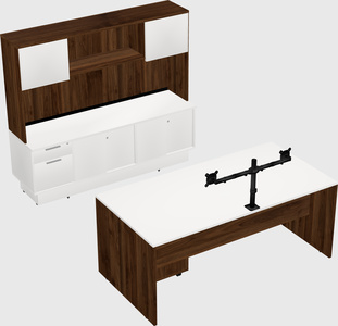 Parallel desk with low credenza