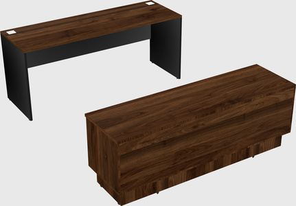 Parallel desk with low credenza