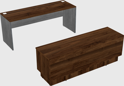 Parallel desk with low credenza