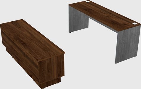Parallel desk with low credenza