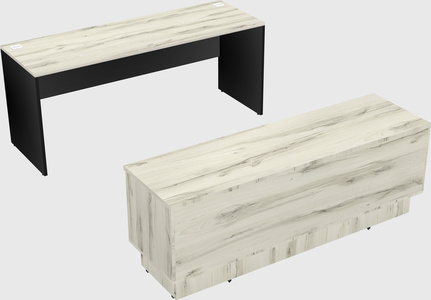 Parallel desk with low credenza
