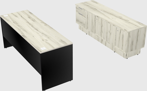 Parallel desk with low credenza