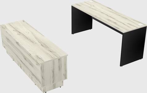 Parallel desk with low credenza