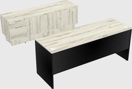 Parallel desk with low credenza