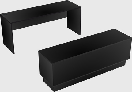Parallel desk with low credenza