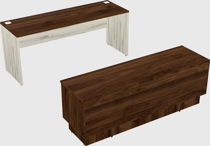 Parallel desk with low credenza