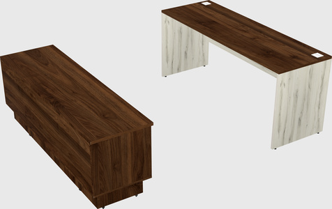 Parallel desk with low credenza