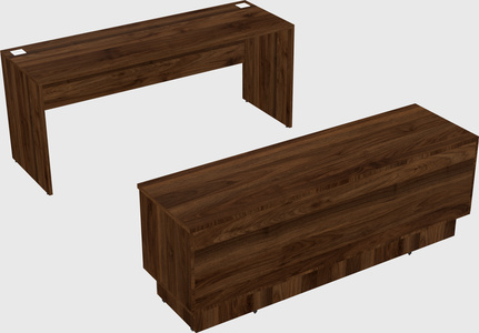 Parallel desk with low credenza