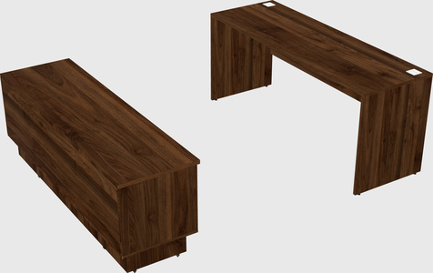 Parallel desk with low credenza
