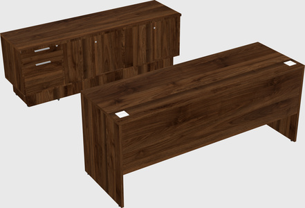 Parallel desk with low credenza