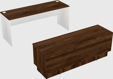 Parallel desk with low credenza