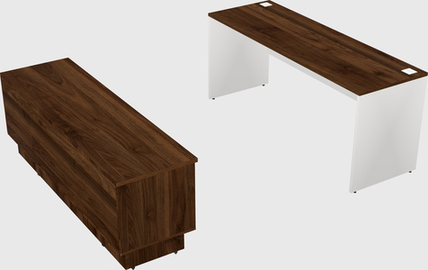 Parallel desk with low credenza