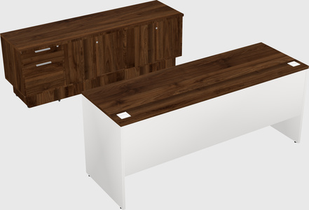 Parallel desk with low credenza