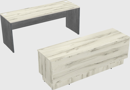Parallel desk with low credenza