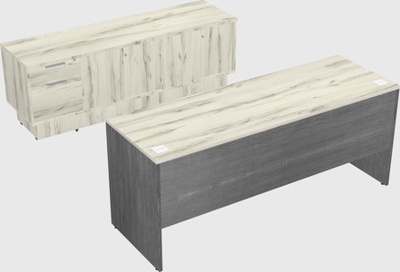 Parallel desk with low credenza