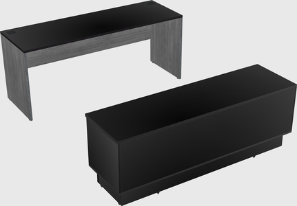 Parallel desk with low credenza