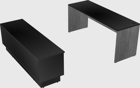 Parallel desk with low credenza