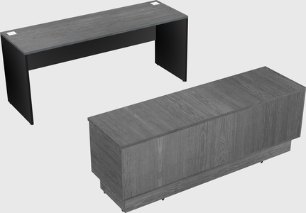 Parallel desk with low credenza