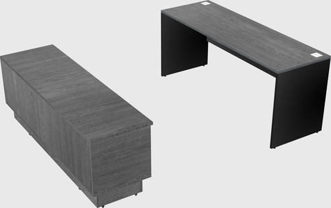Parallel desk with low credenza