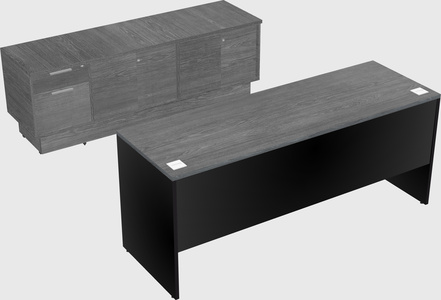 Parallel desk with low credenza