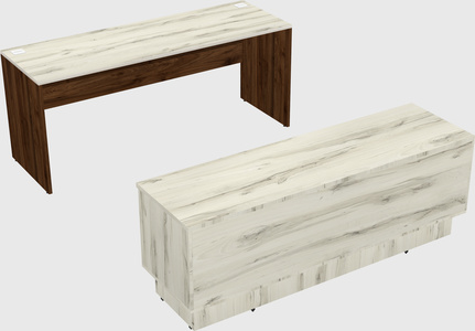 Parallel desk with low credenza