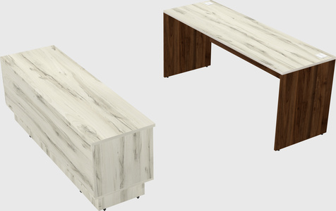 Parallel desk with low credenza