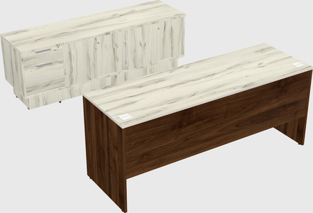 Parallel desk with low credenza