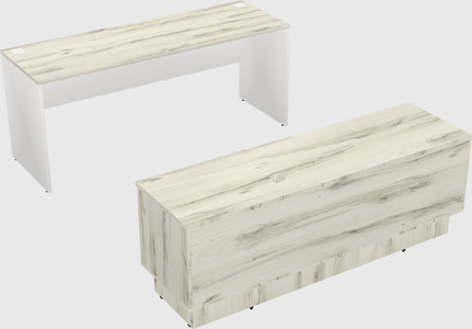 Parallel desk with low credenza