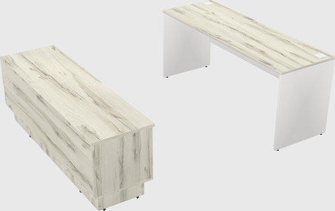 Parallel desk with low credenza