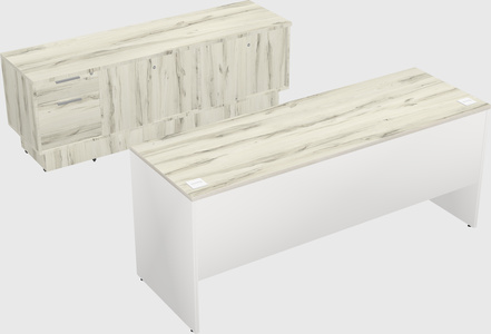 Parallel desk with low credenza