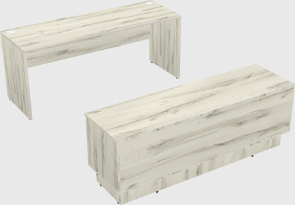 Parallel desk with low credenza