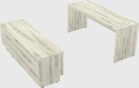 Parallel desk with low credenza