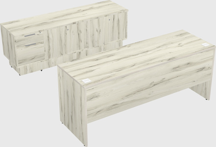 Parallel desk with low credenza