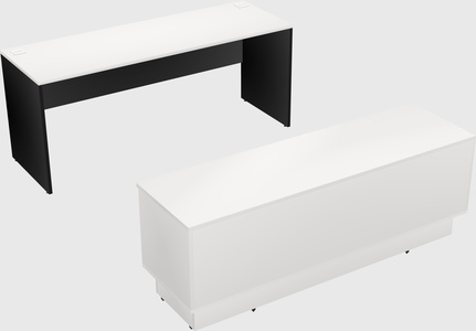 Parallel desk with low credenza