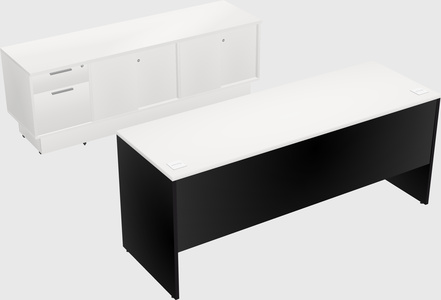 Parallel desk with low credenza