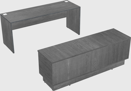 Parallel desk with low credenza