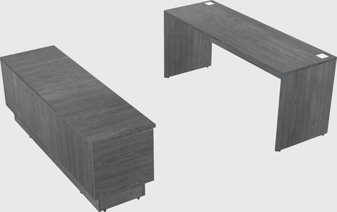 Parallel desk with low credenza