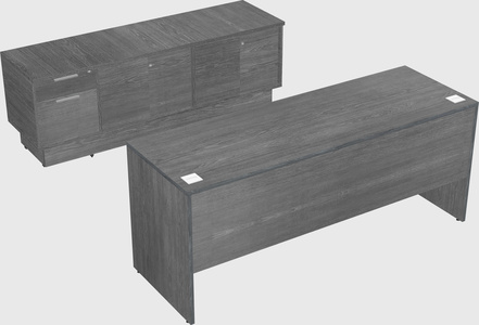 Parallel desk with low credenza