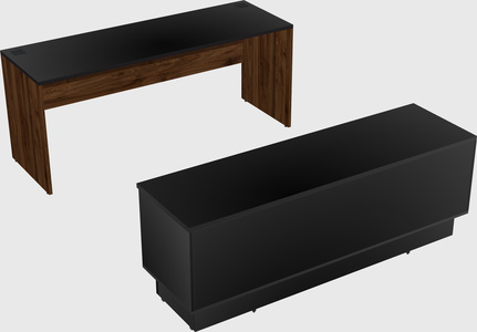 Parallel desk with low credenza