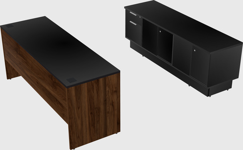Parallel desk with low credenza