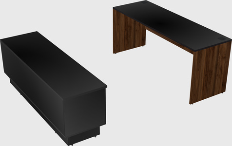 Parallel desk with low credenza