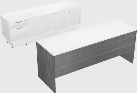 Parallel desk with low credenza