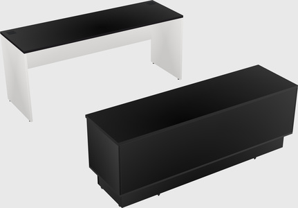 Parallel desk with low credenza