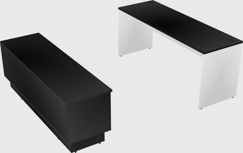 Parallel desk with low credenza
